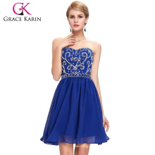 Grace Karin Strapless Sweetheart Short Royal Blue Chiffon Homecoming Dresses CL6049-4
